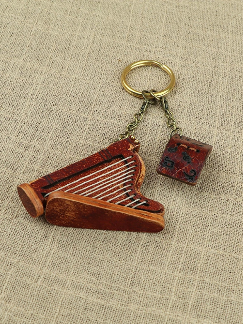 Handmade Mini Harp Bag Charm
