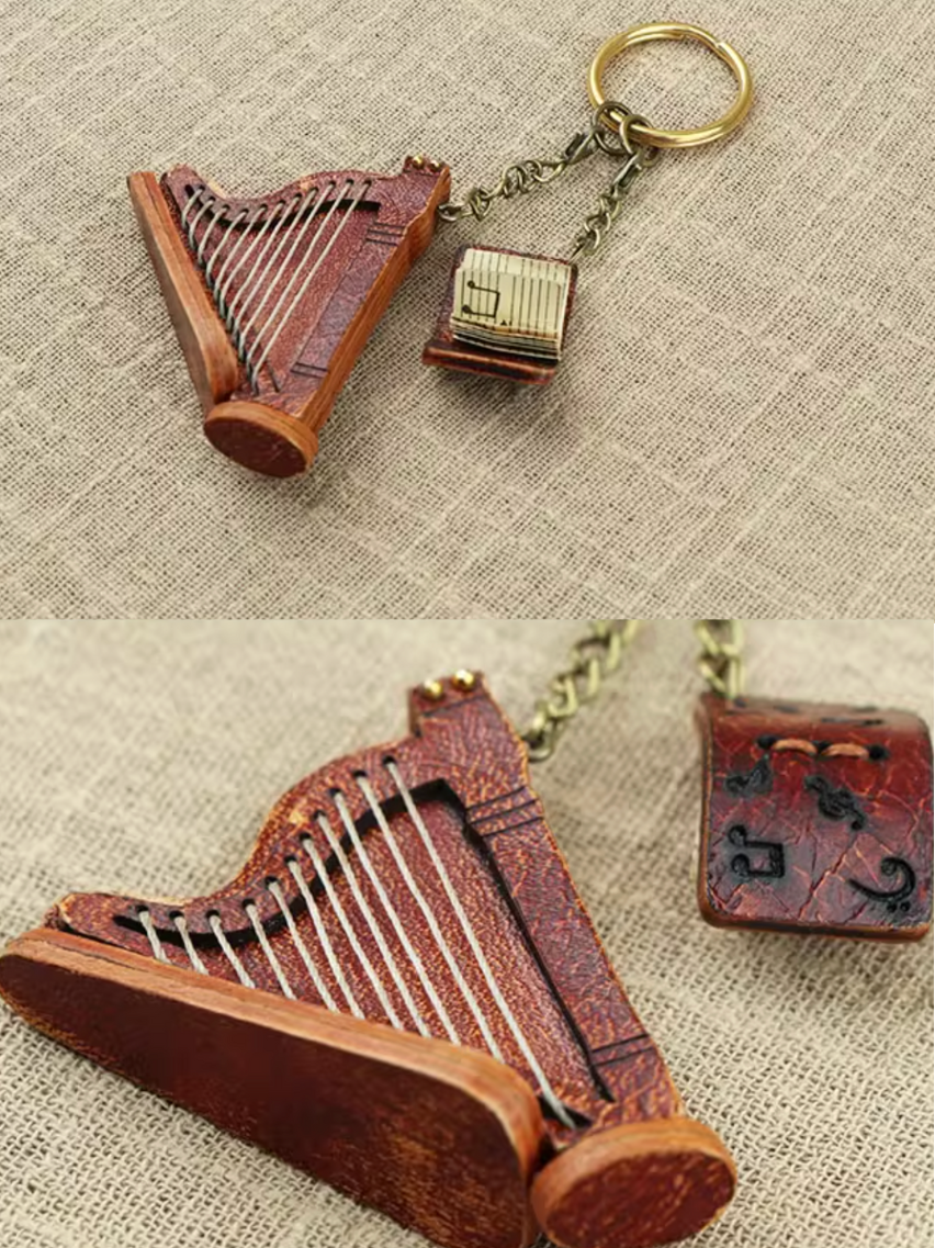 Handmade Mini Harp Bag Charm
