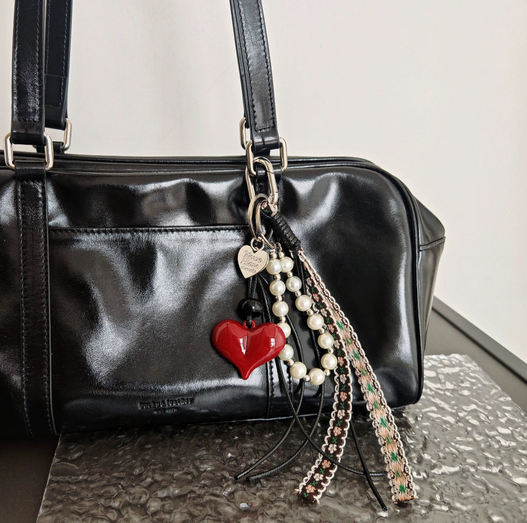 Brown Heart Butterfly Bag Charm