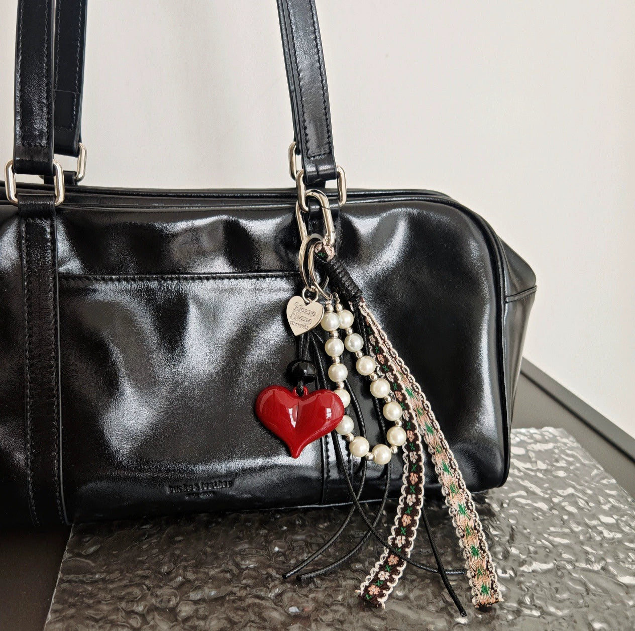 Brown Heart Butterfly Bag Charm