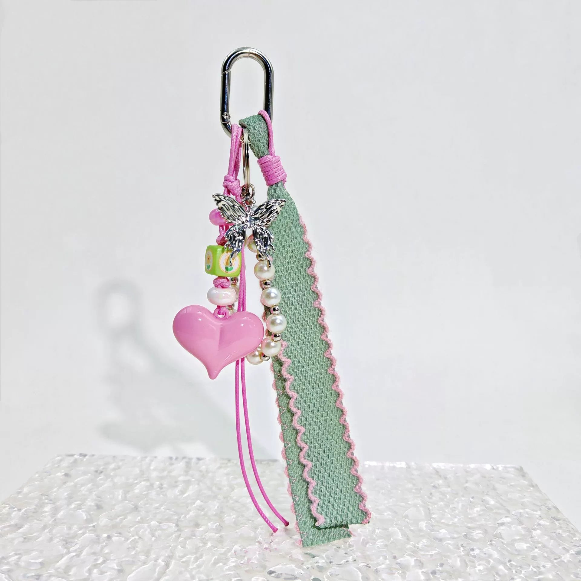 Brown Heart Butterfly Bag Charm