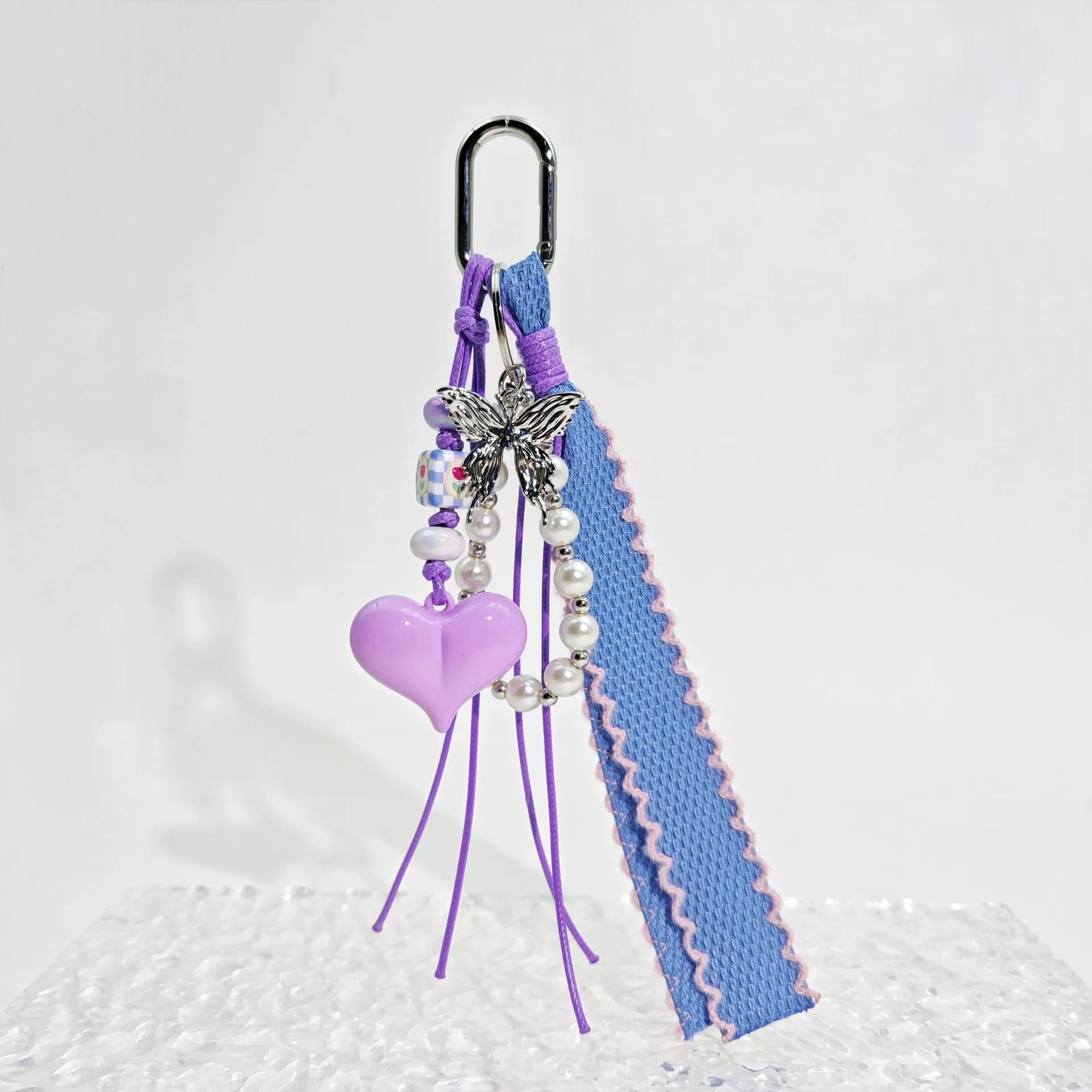 Brown Heart Butterfly Bag Charm