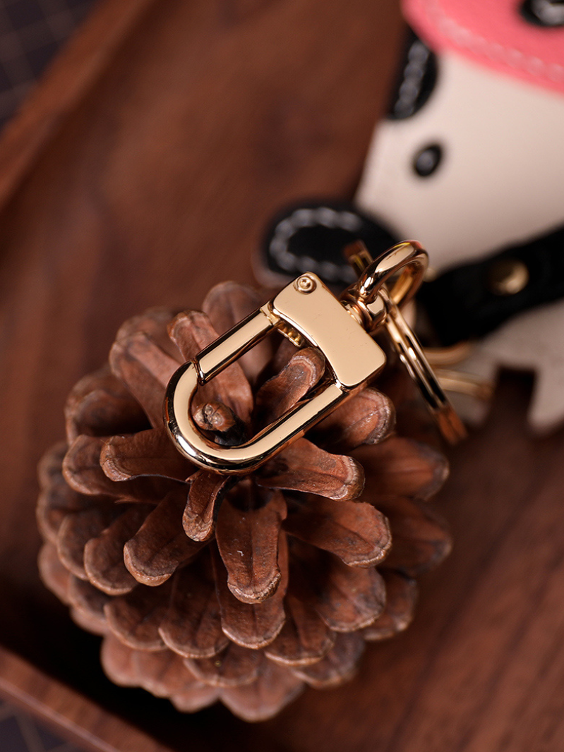 Handmade Zodiac Ox Leather Keychain Bag Charm