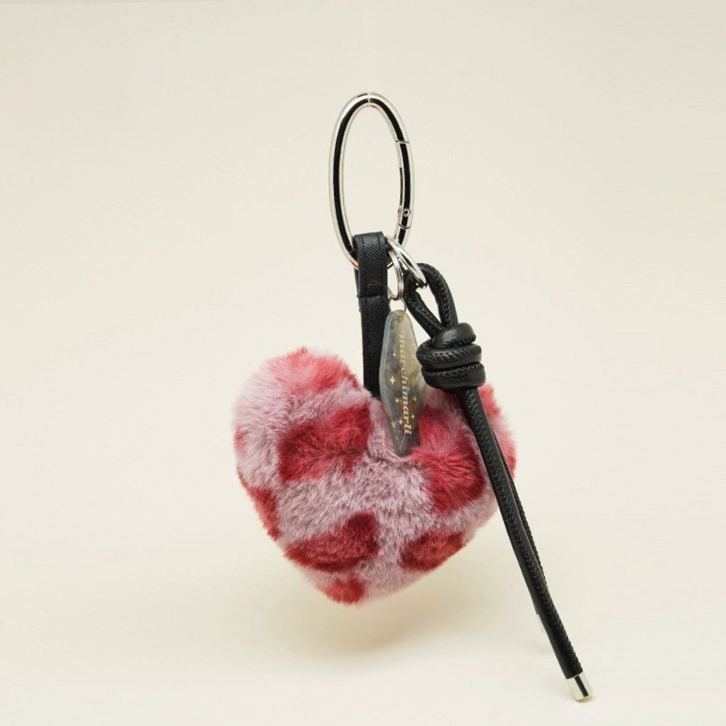 Fuzzy Leopard Heart Bag Charms
