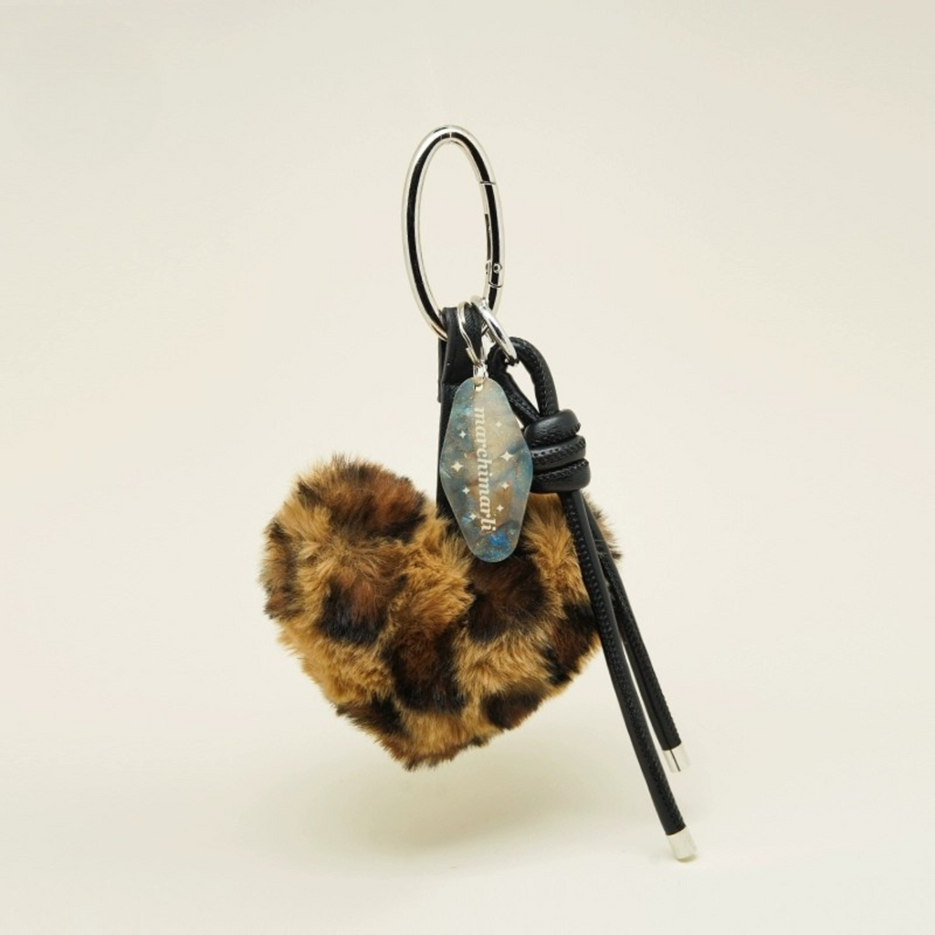 Fuzzy Leopard Heart Bag Charms