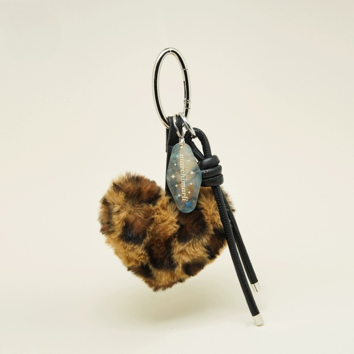 Fuzzy Leopard Heart Bag Charms
