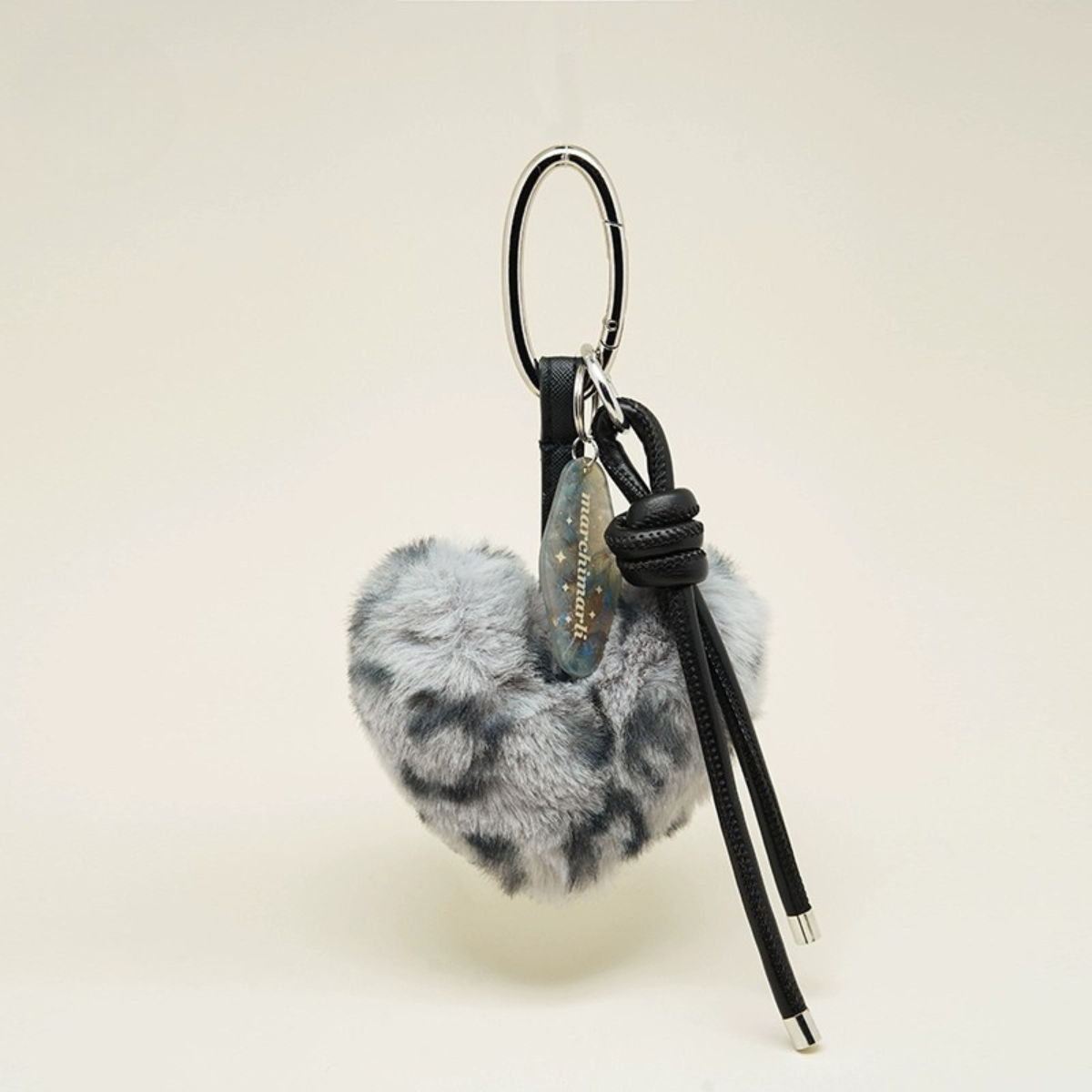 Fuzzy Leopard Heart Bag Charms