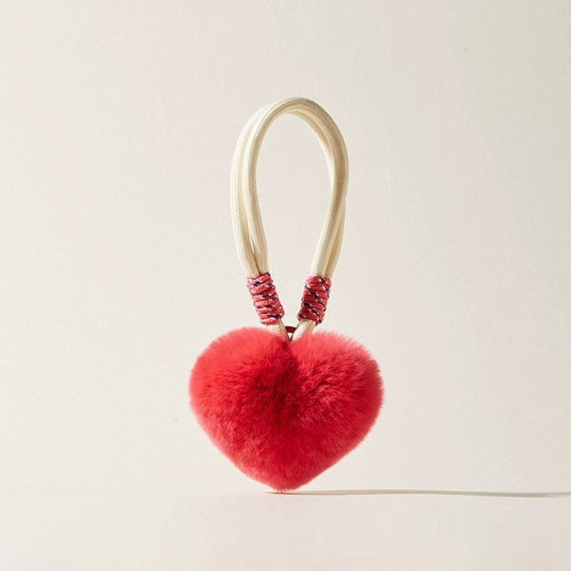 Fuzzy Love Heart Bag Charms