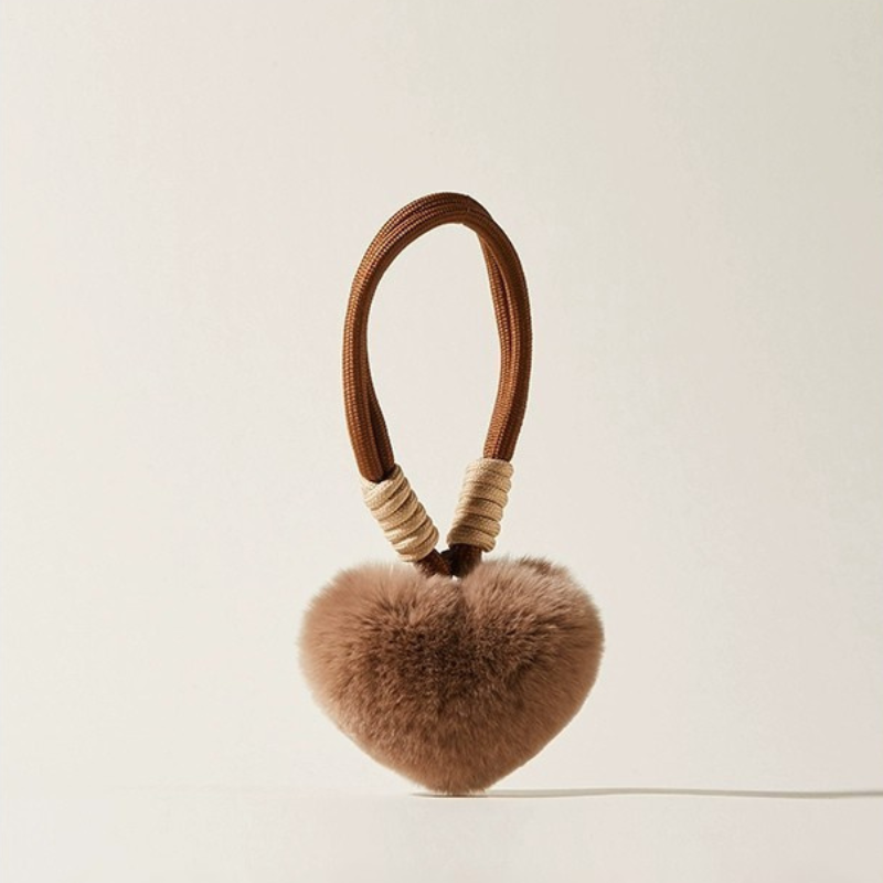 Fuzzy Love Heart Bag Charms