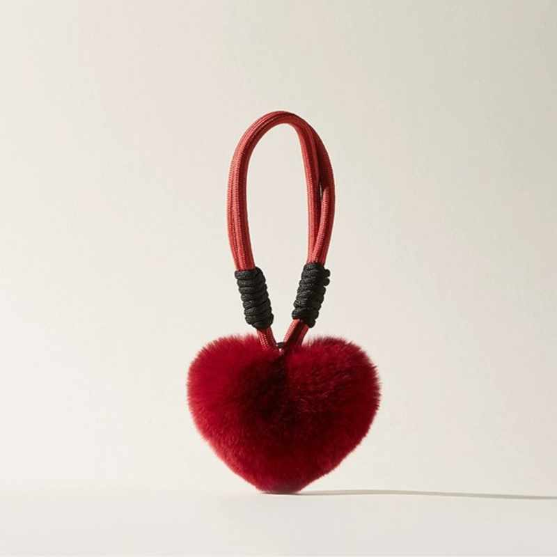 Fuzzy Love Heart Bag Charms