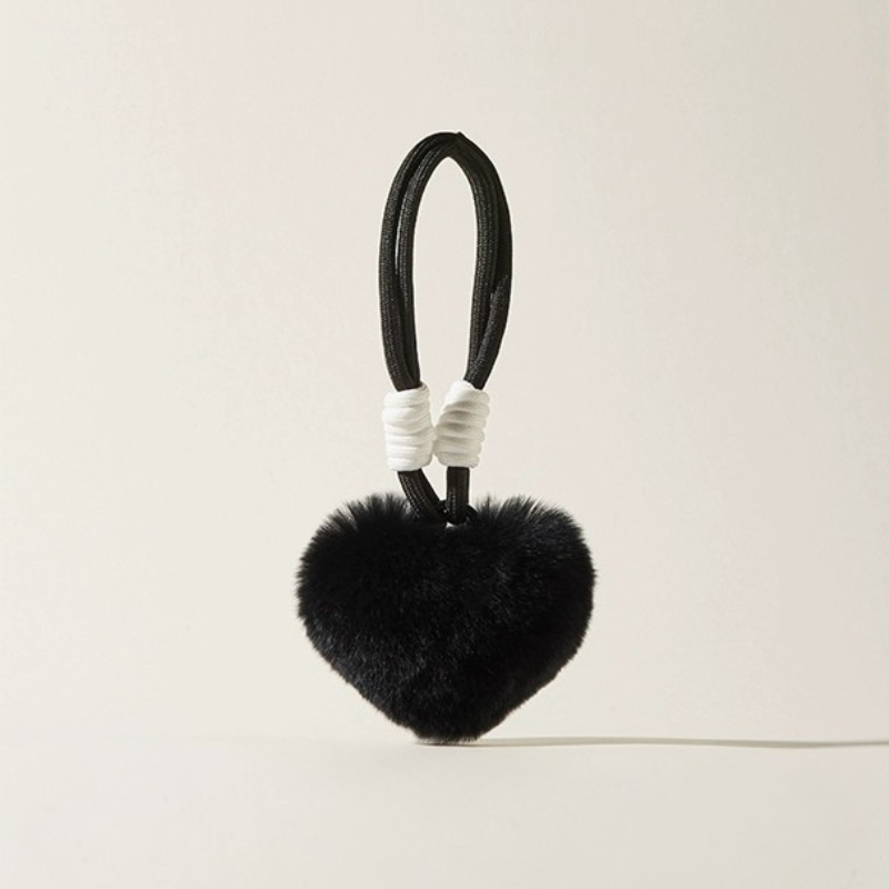 Fuzzy Love Heart Bag Charms