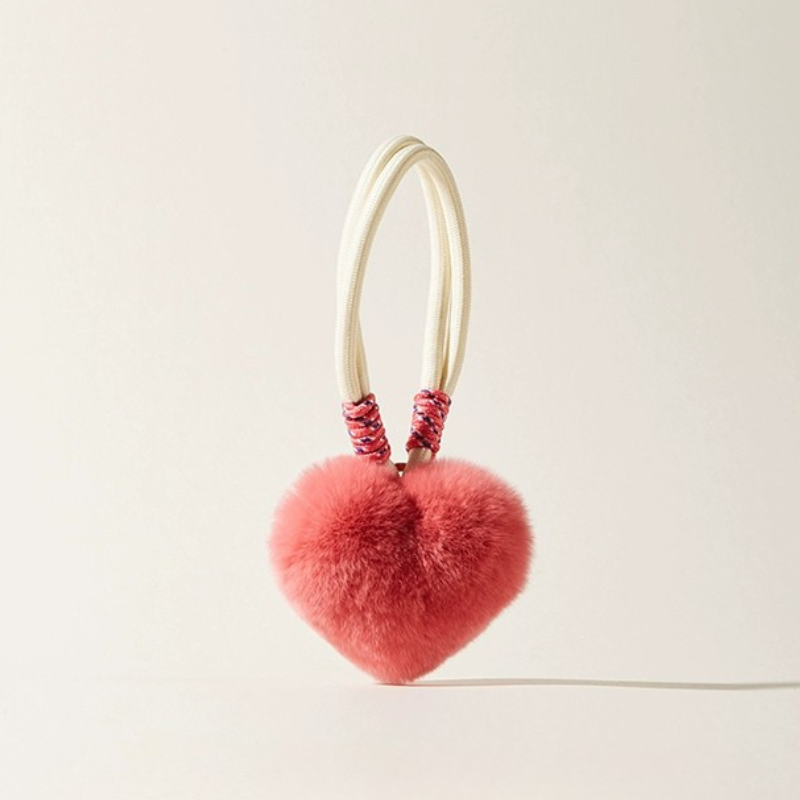 Fuzzy Love Heart Bag Charms