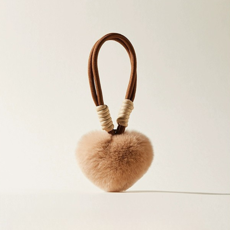 Fuzzy Love Heart Bag Charms