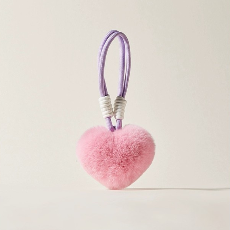 Fuzzy Love Heart Bag Charms