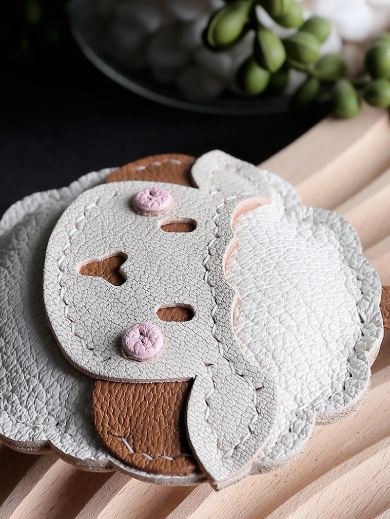 Handmade Zodiac Goat Leather Keychain Bag Charm