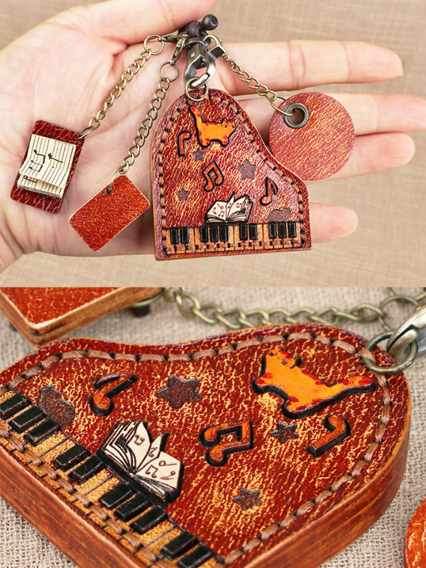 Handmade Cat Piano Bag Charm