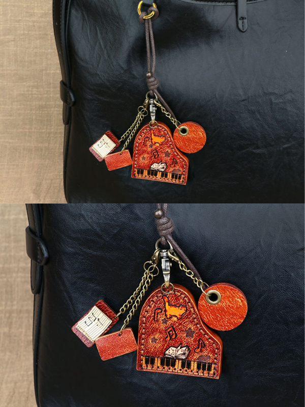 Handmade Cat Piano Bag Charm