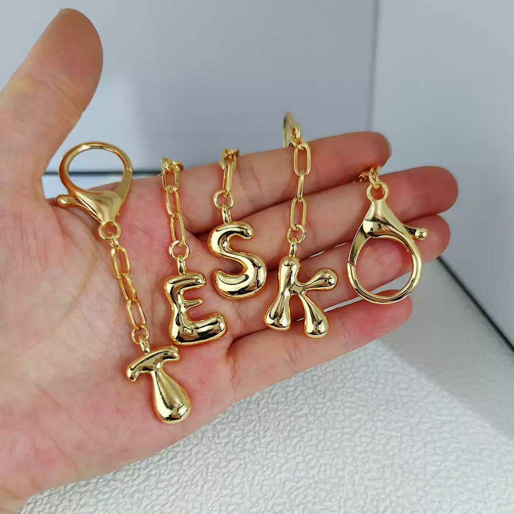 Personalized Letter Metal Bag Charm