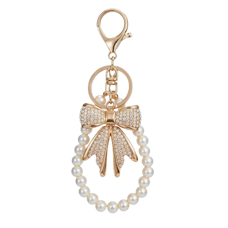 Pearl Bow Chain Bag Charm