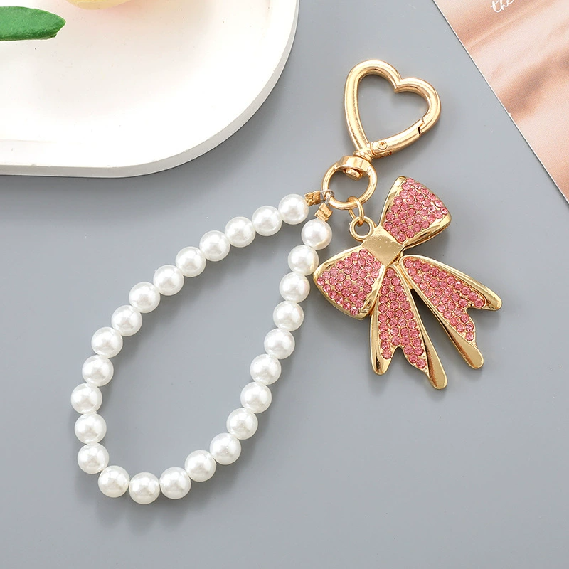 Pearl Bow Chain Bag Charm