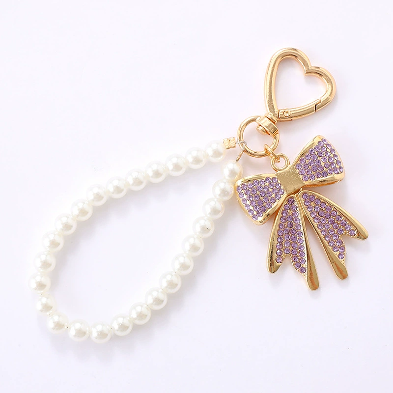 Pearl Bow Chain Bag Charm
