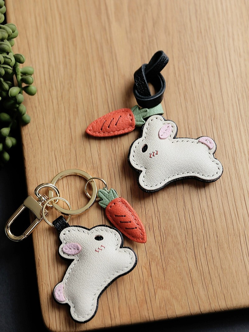Handmade Rabbit with Carrot Bag Charm