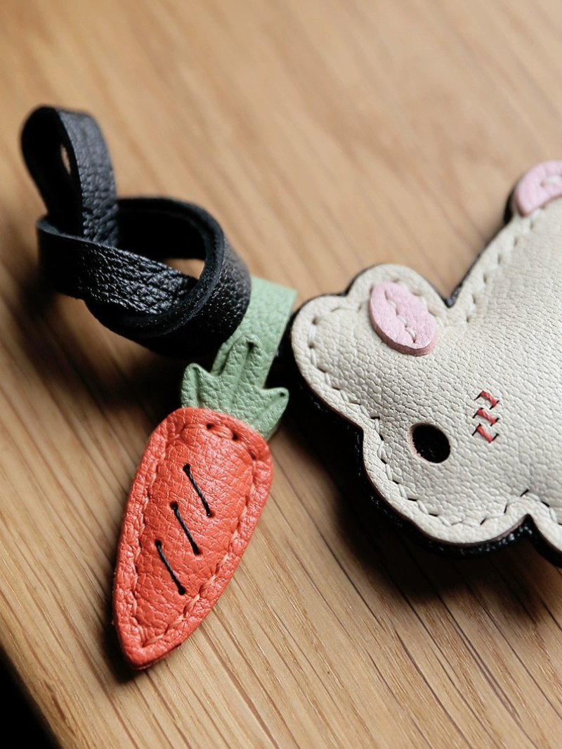 Handmade Rabbit with Carrot Bag Charm