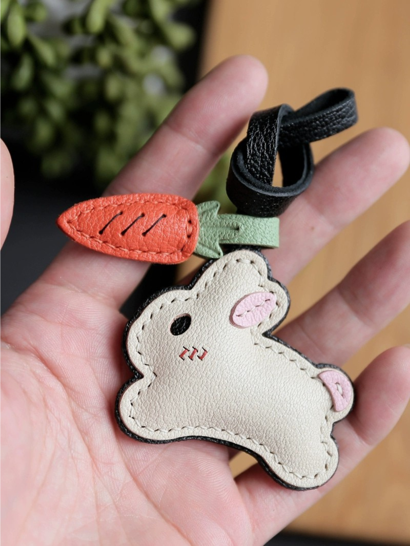 Handmade Rabbit with Carrot Bag Charm
