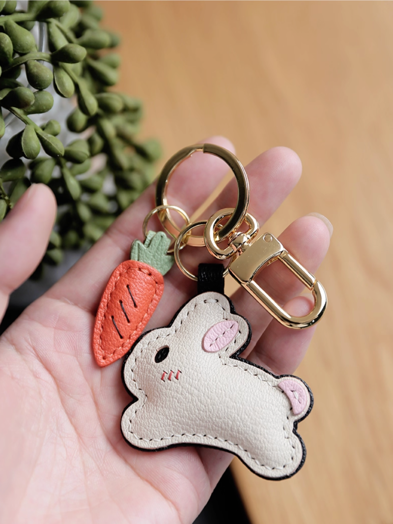 Handmade Rabbit with Carrot Bag Charm