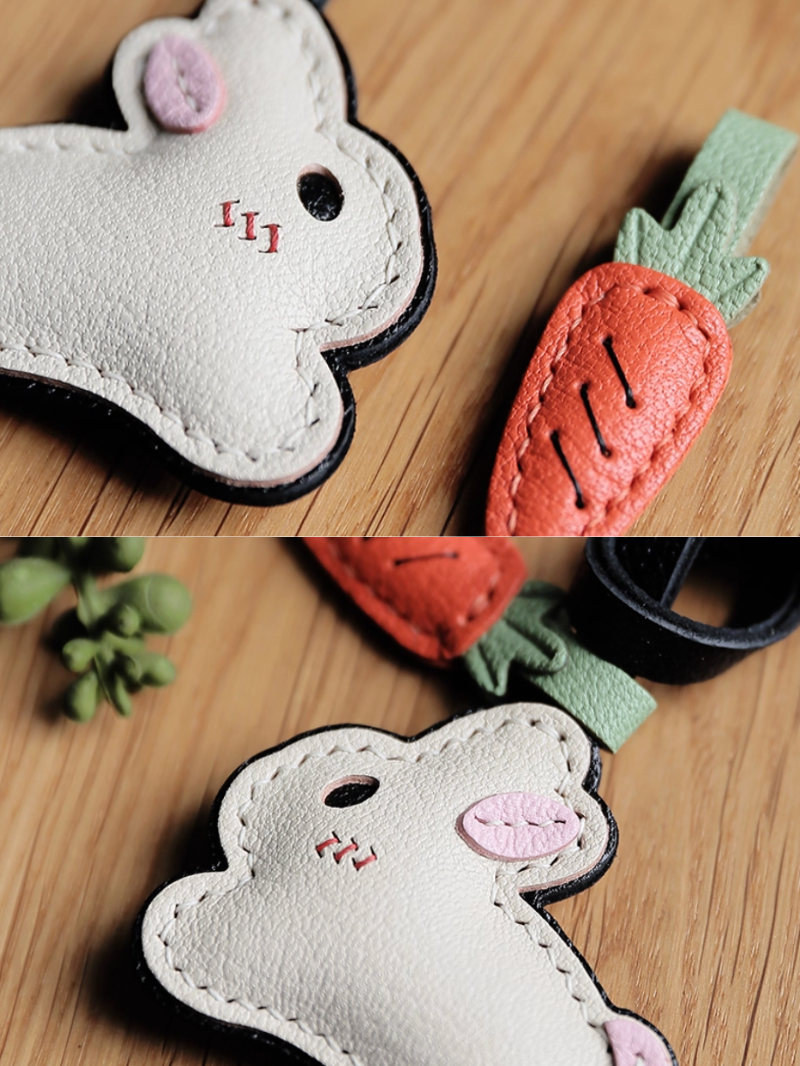 Handmade Rabbit with Carrot Bag Charm