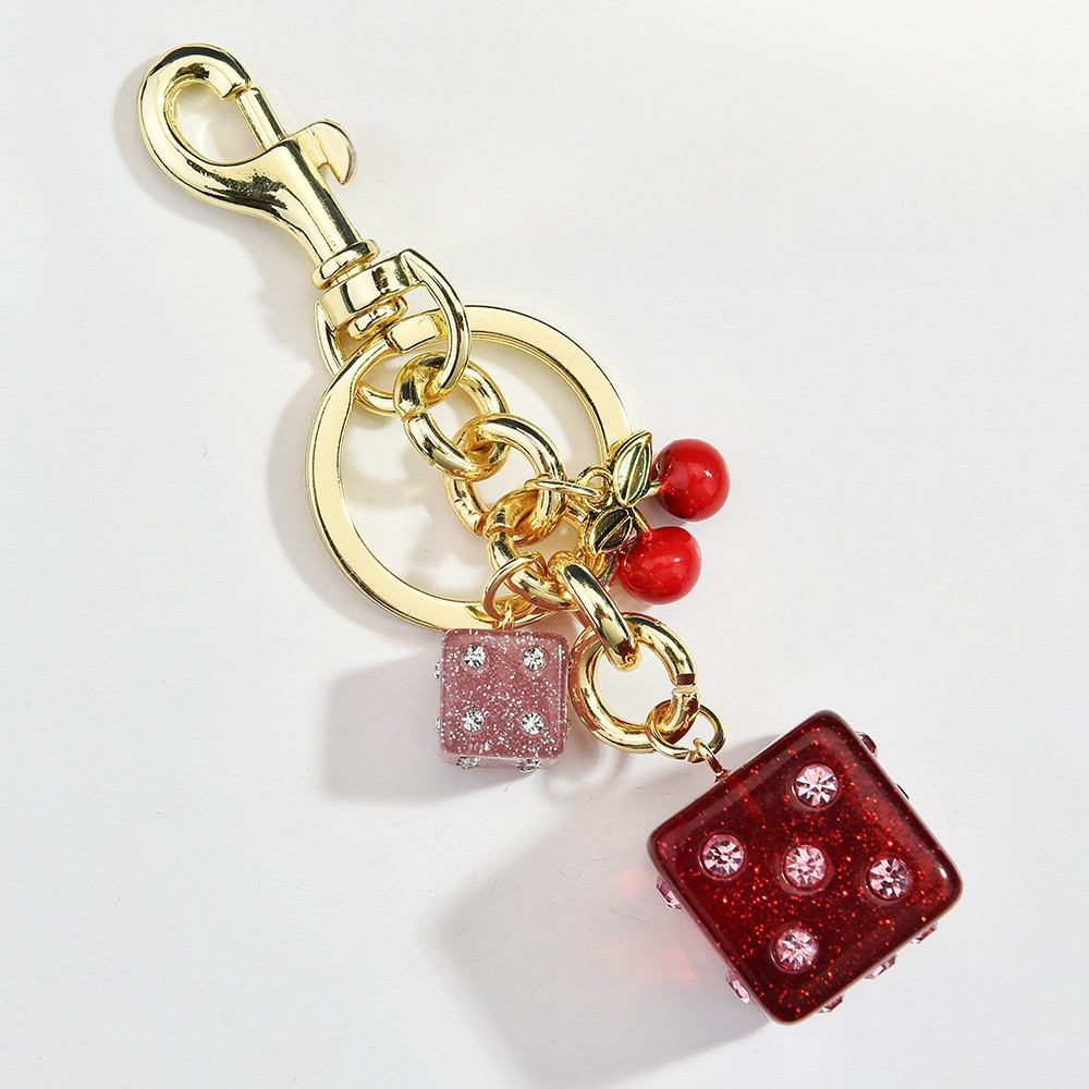Retro Cherry Dice Bag Charm