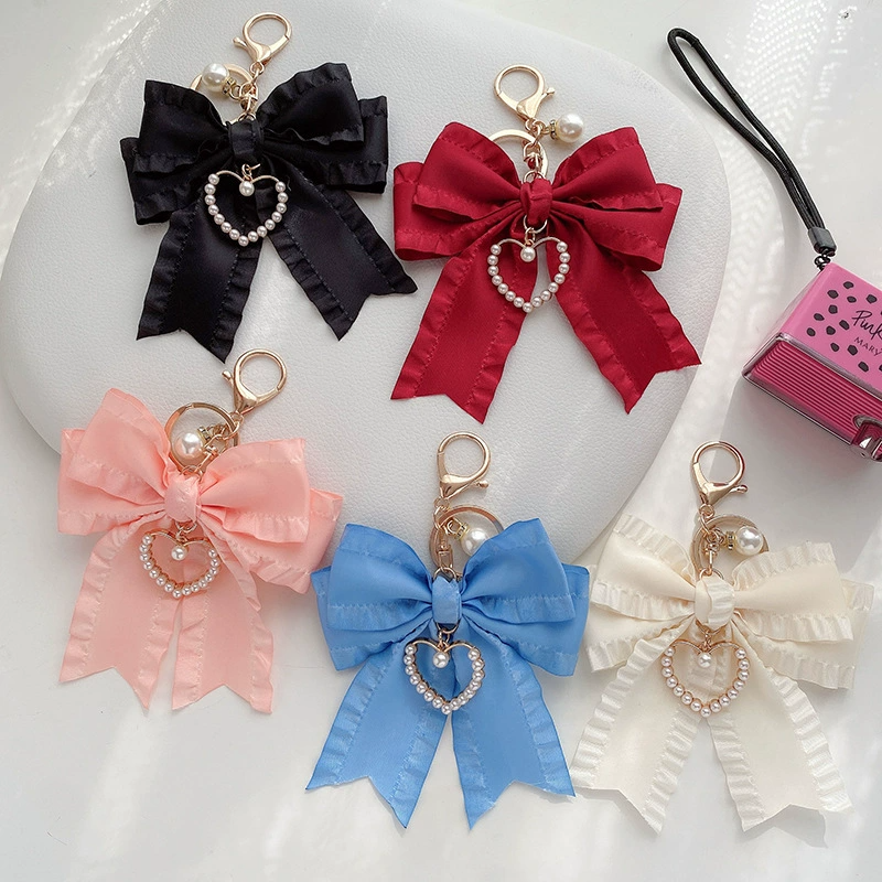 Ruffled Ribbon Bow Bag Charm