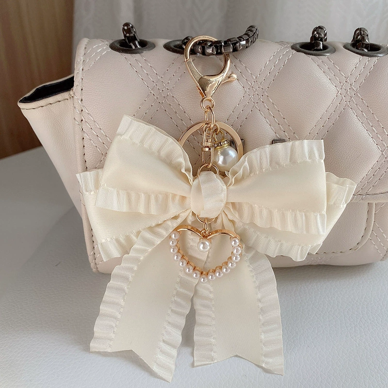 Ruffled Ribbon Bow Bag Charm