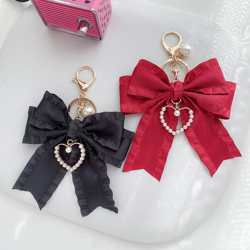 Ruffled Ribbon Bow Bag Charm