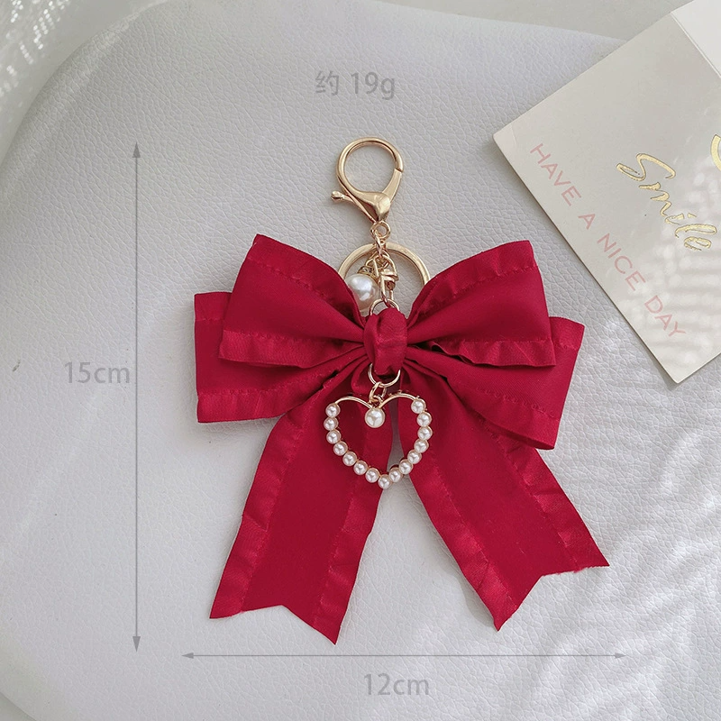 Ruffled Ribbon Bow Bag Charm