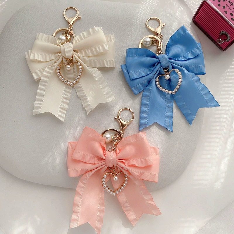 Ruffled Ribbon Bow Bag Charm