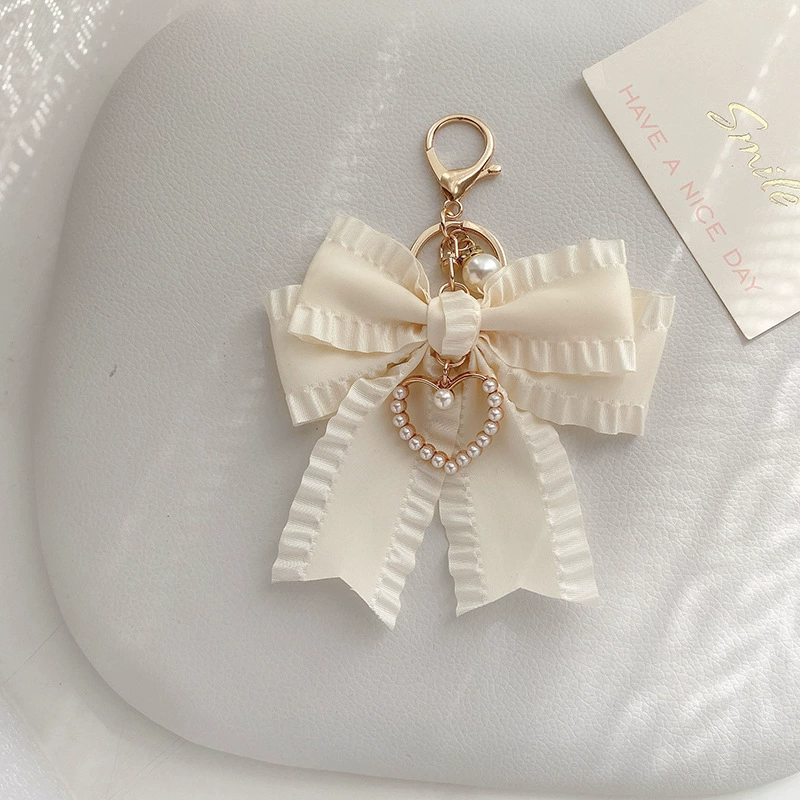 Ruffled Ribbon Bow Bag Charm