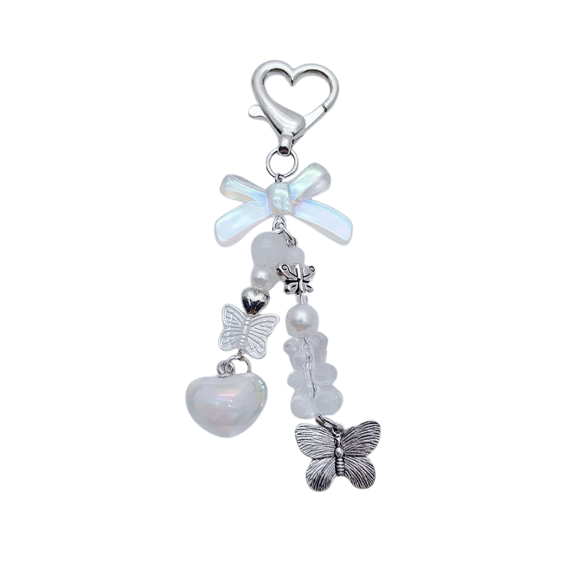 Sweet Heart Bow Beads Bag Charms
