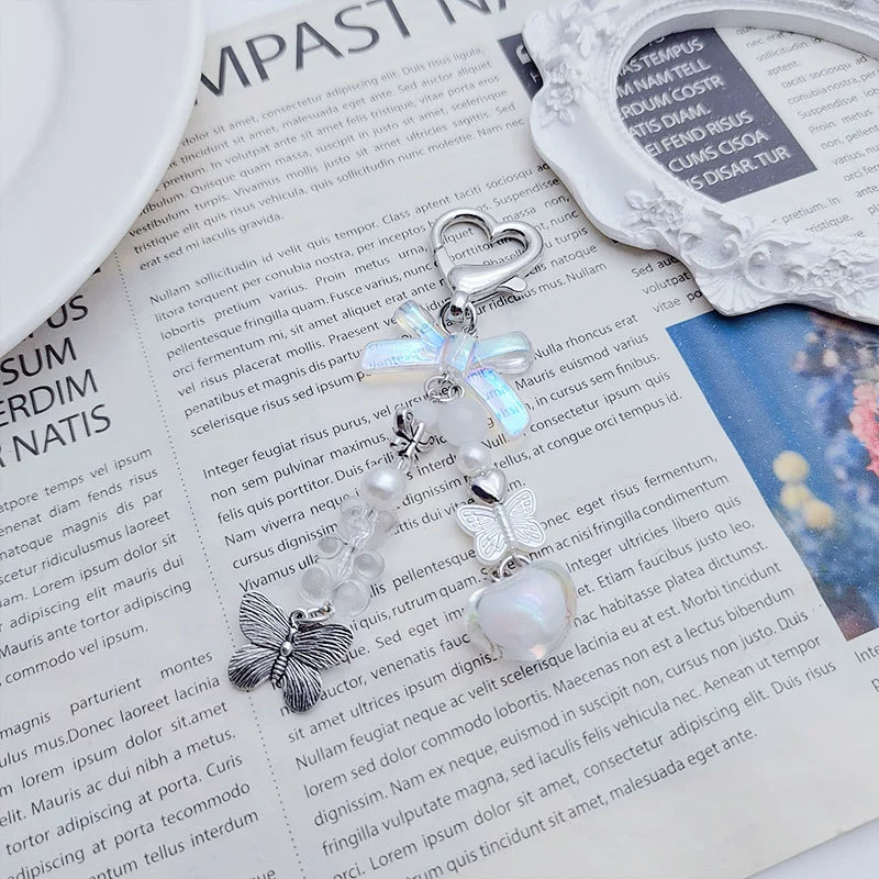 Sweet Heart Bow Beads Bag Charms