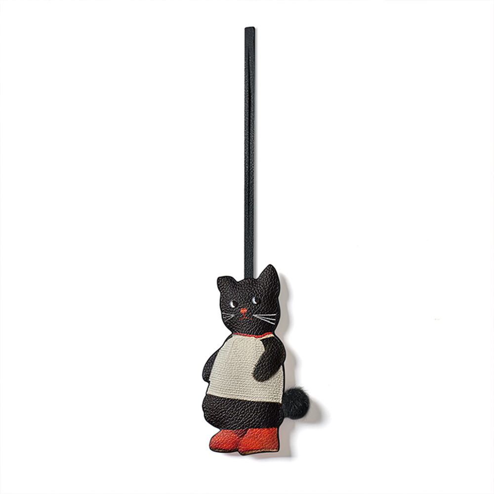 Apple Cat Leather Bag Charm