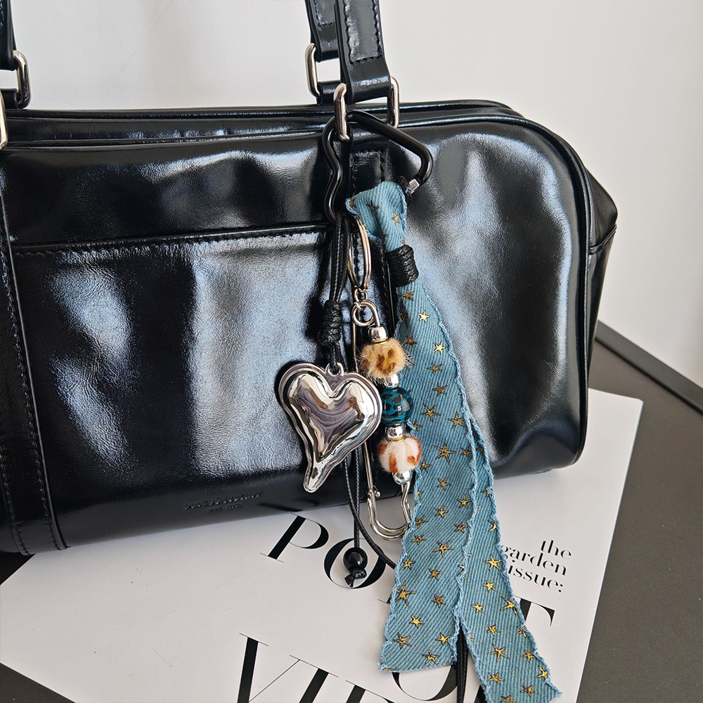 Brown Heart Butterfly Bag Charm