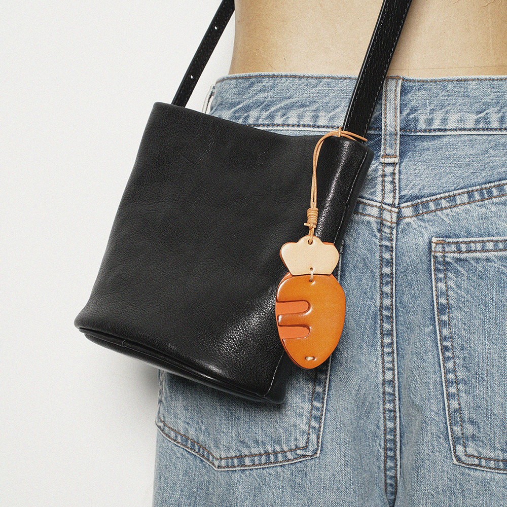 Carrot Leather Bag Charm