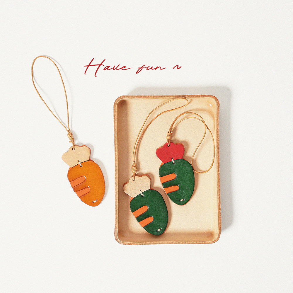 Carrot Leather Bag Charm