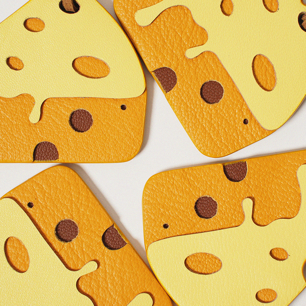 Cheese Leather Bag Charm