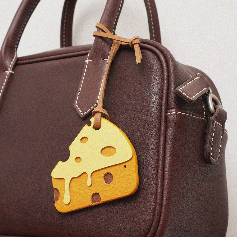 Cheese Leather Bag Charm
