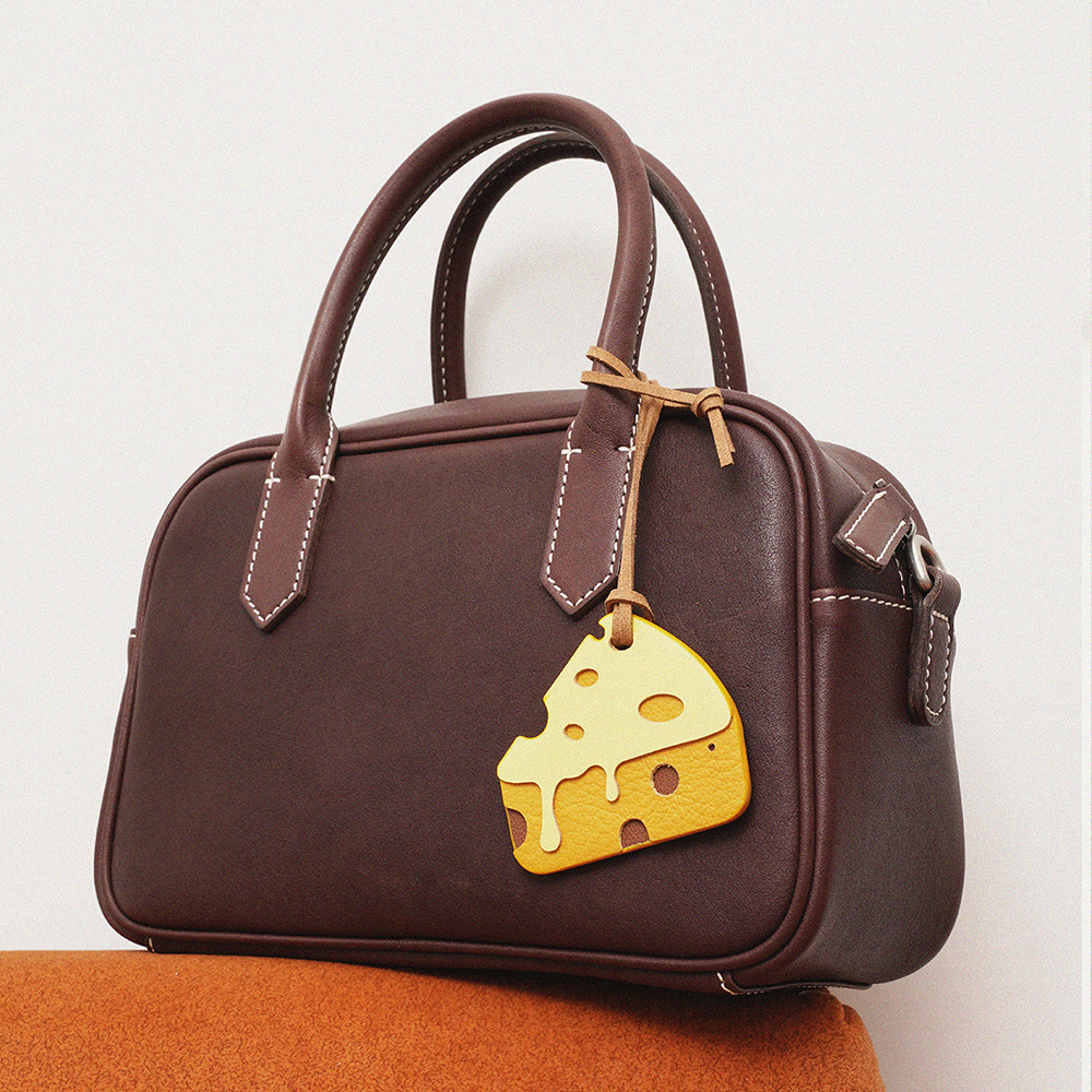Cheese Leather Bag Charm