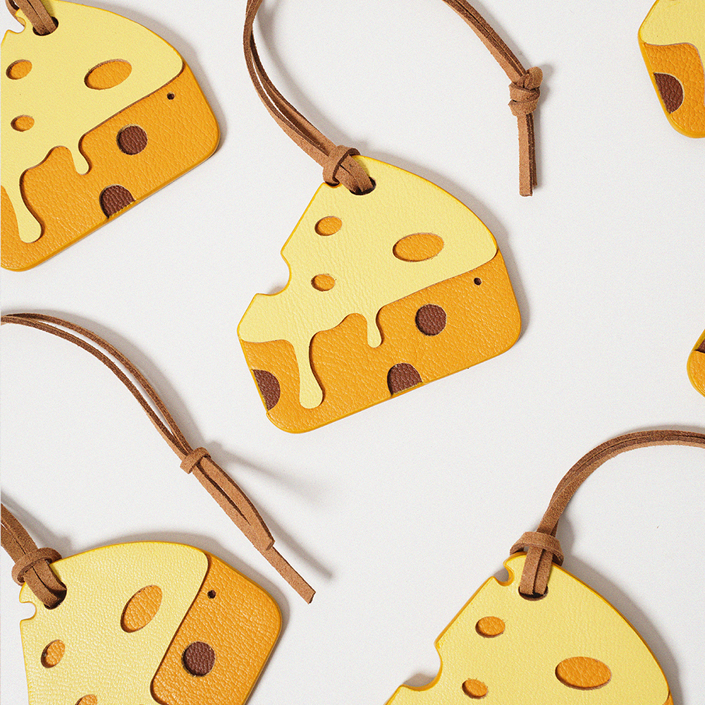 Cheese Leather Bag Charm