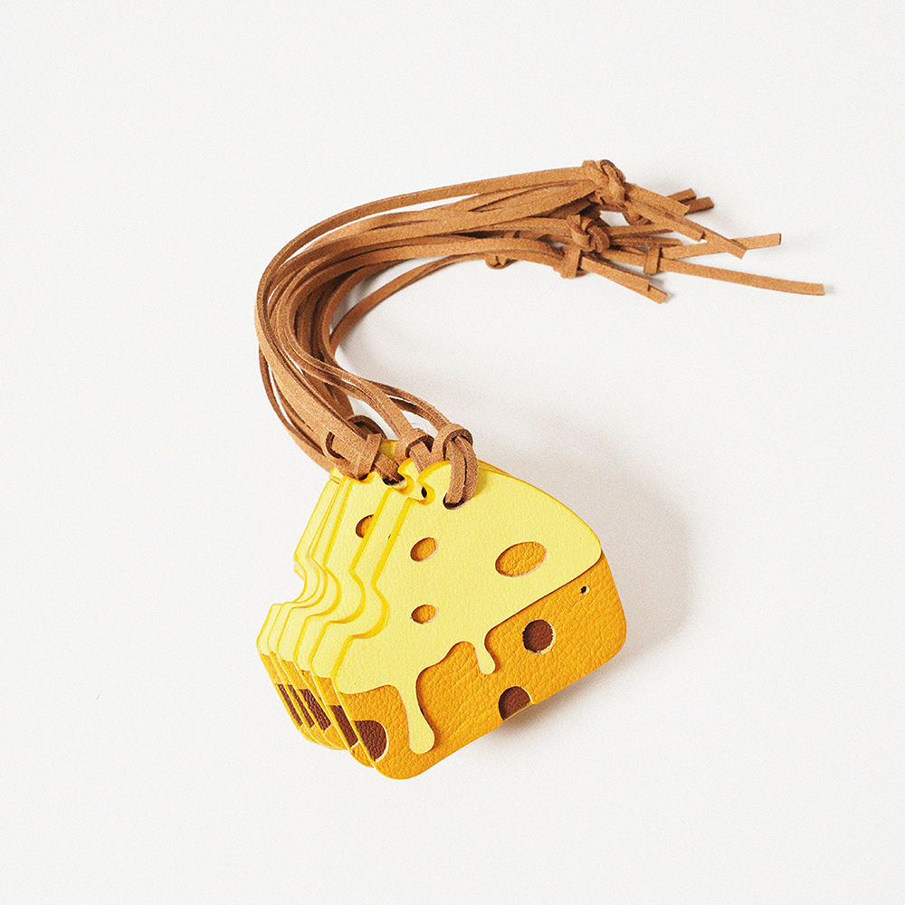 Cheese Leather Bag Charm