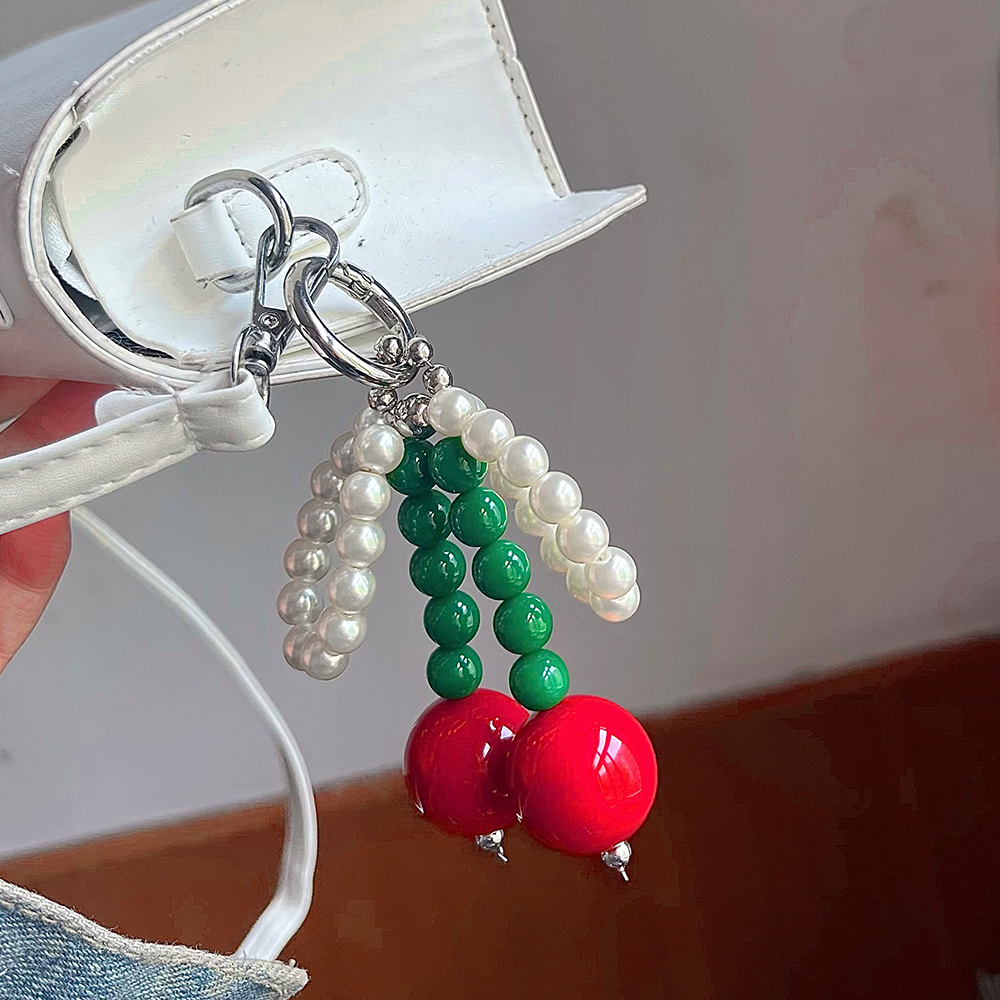 Cherry Pearl Bow Bag Charm