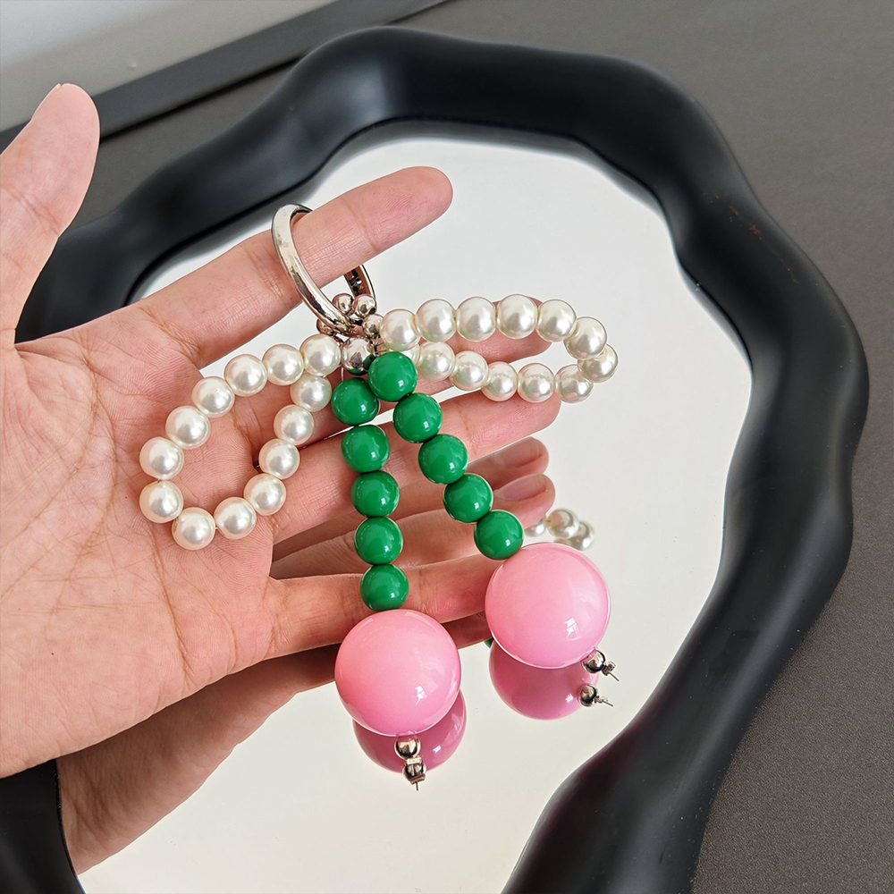Cherry Pearl Bow Bag Charm